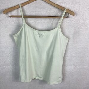 Vtg 90s Y2K Architect Woman‎ Cami Embroidered Light Green Size 1X Built in Bra